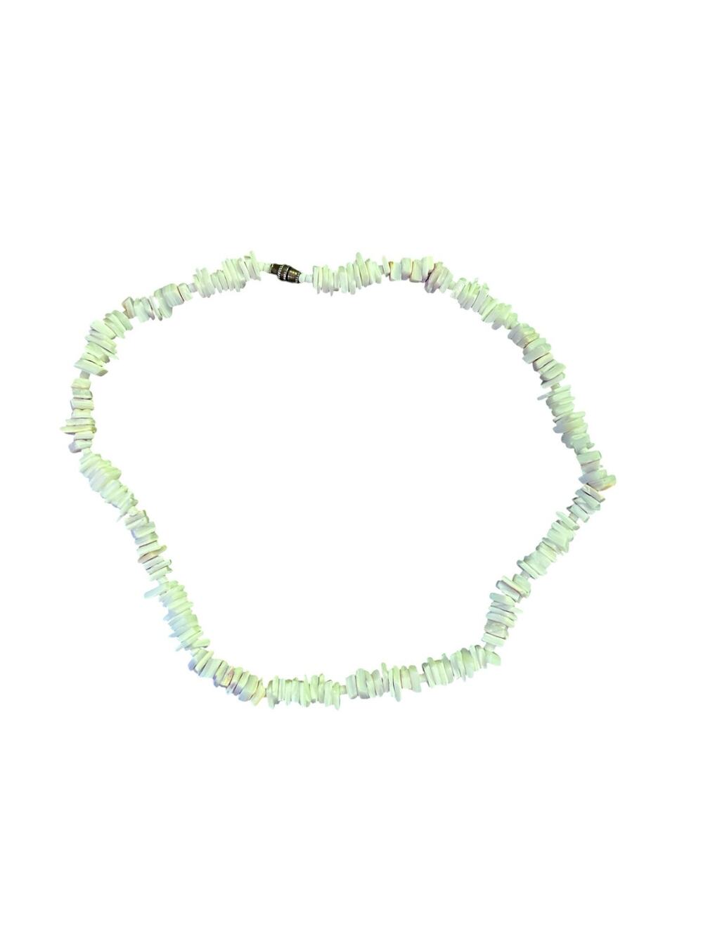Vintage White Puka Shell Chip Choker Necklace 17" Barrel Clasp Beachy Boho